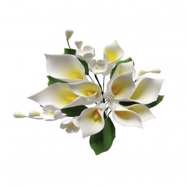Delicate Edible Sugar Flowers: White Whisper Calla Lily Spray