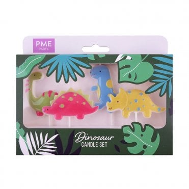 Dinosaur Party Pick Candles - Pack of 4
