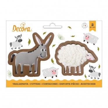 Donkey And Sheep Plastic Cookie Cutters Set Of 2