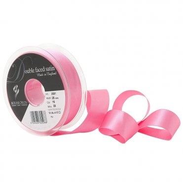 Double Sided Satin Ribbon - Fluorescent Pink Colour No.6845