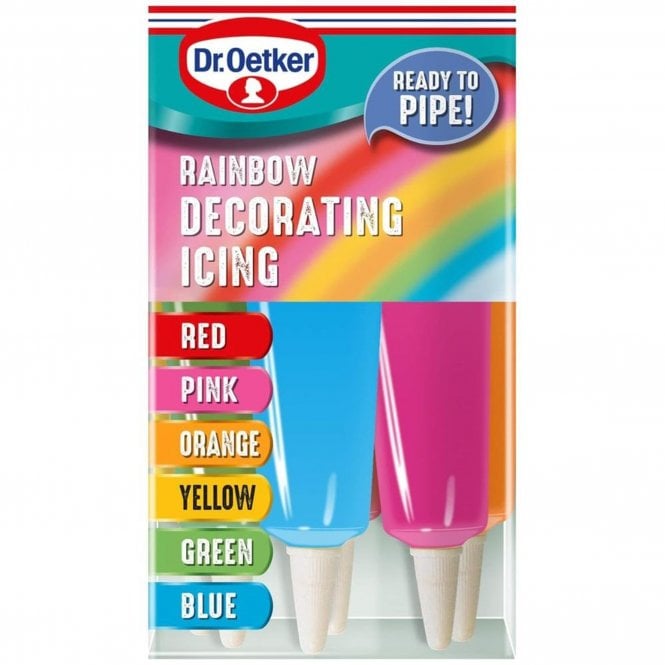 Dr. Oetker Rainbow Decorating and Writing Icing Set (6 x 17g Tubes)