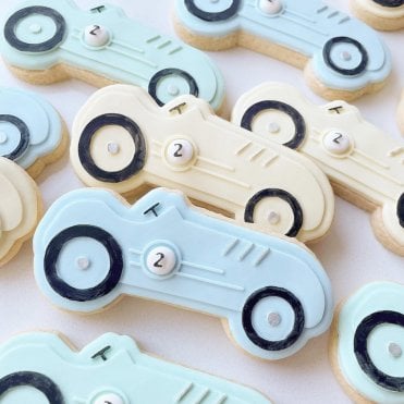 Driverless Vintage Race Car & Numbers Set with Stamp and Cutter