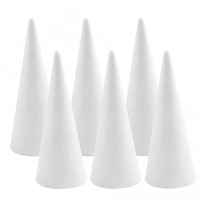 Dummy Deco Sleek White Foam Cones - Pack of 5
