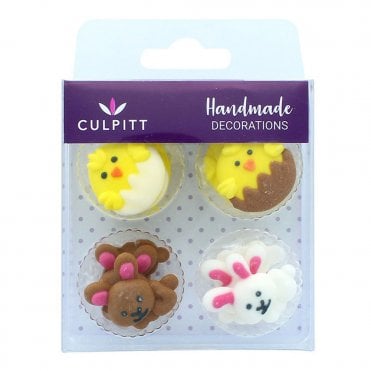 Easter Chick & Bunny Sugar Decorations - 12 Pieces