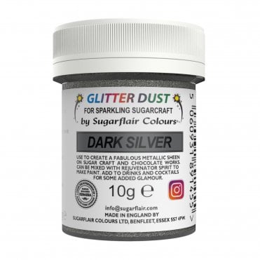 Edible Glitter Dust - Dark Silver (E171 Free) - 10g