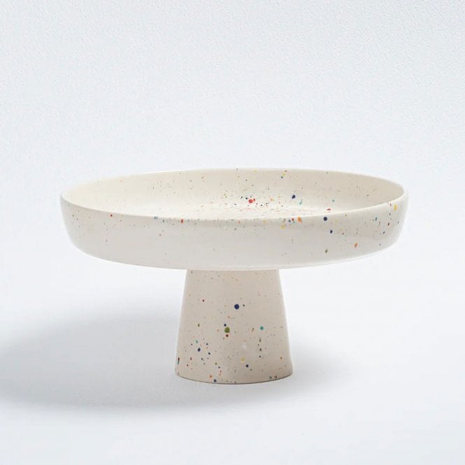 28cm White Splatter Ceramic Cake Stand