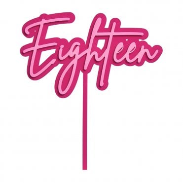 Eighteen - Hot Pink/Pink Double Layer Cake Decorating Topper