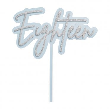 Eighteen - Light Blue/Silver Glitter Double Layer Cake Decorating Topper