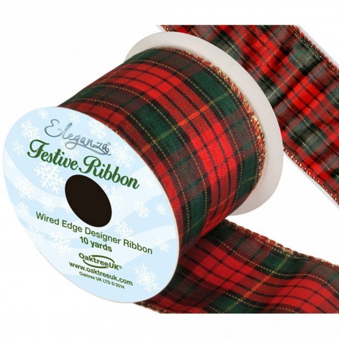 Eleganza Tartan Wired Edge Pattern No.274 10yds x 63mm