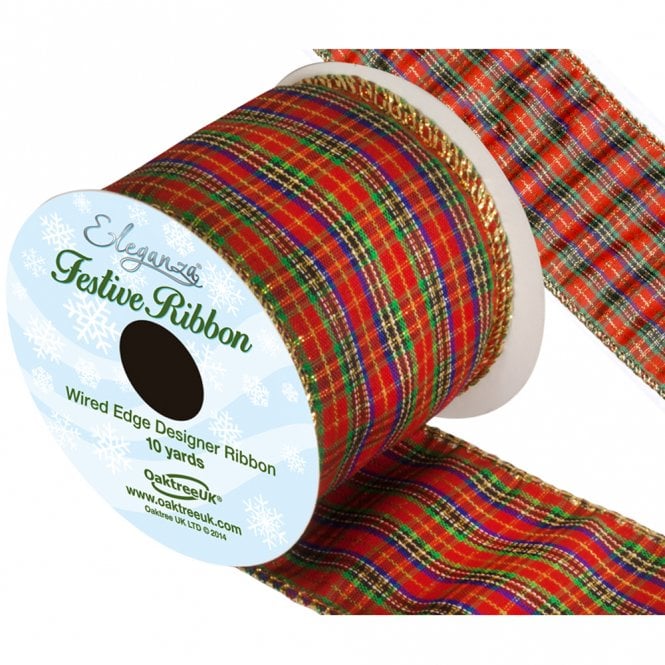 Eleganza Tartan Wired Edge Pattern No.276 10yds x 63mm