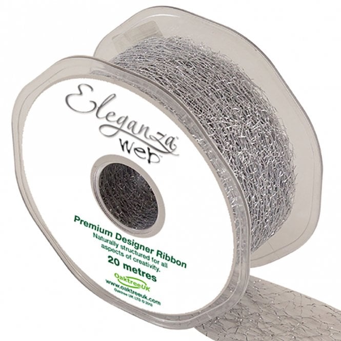 Eleganza Web Ribbon - Metallic Silver No - 66