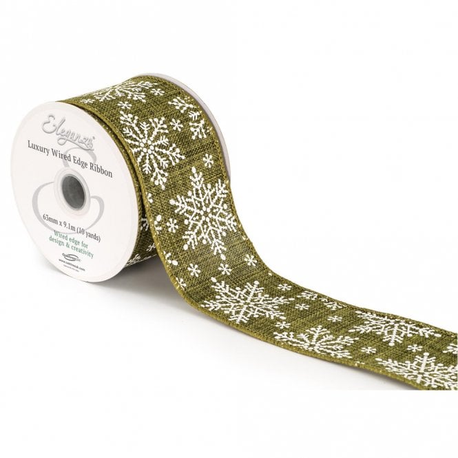 Eleganza Wired Edge Christmas Burlap Snowflake No.426 63mm x 9.1m