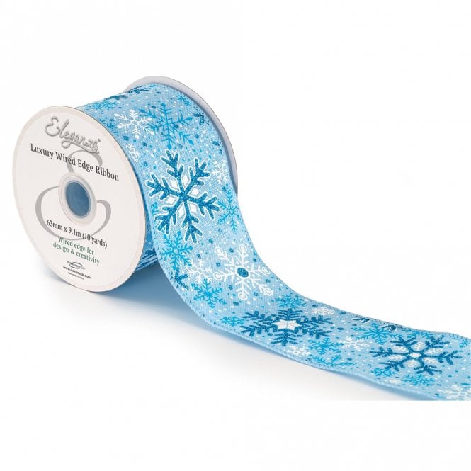 Eleganza Wired Edge Christmas Glitter Snowflake No.425 63mm x 9.1m