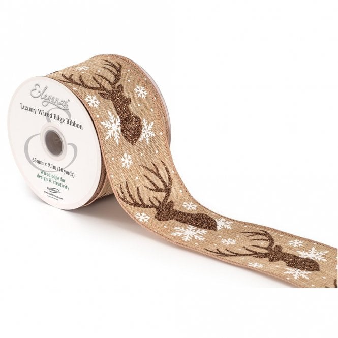 Eleganza Wired Edge Christmas Stag No.427 63mm x 9.1m Glitter Bronze