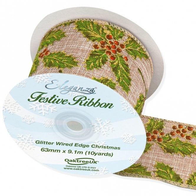 Eleganza Wired Edge Holly 63mm x 9.1m Design No.379