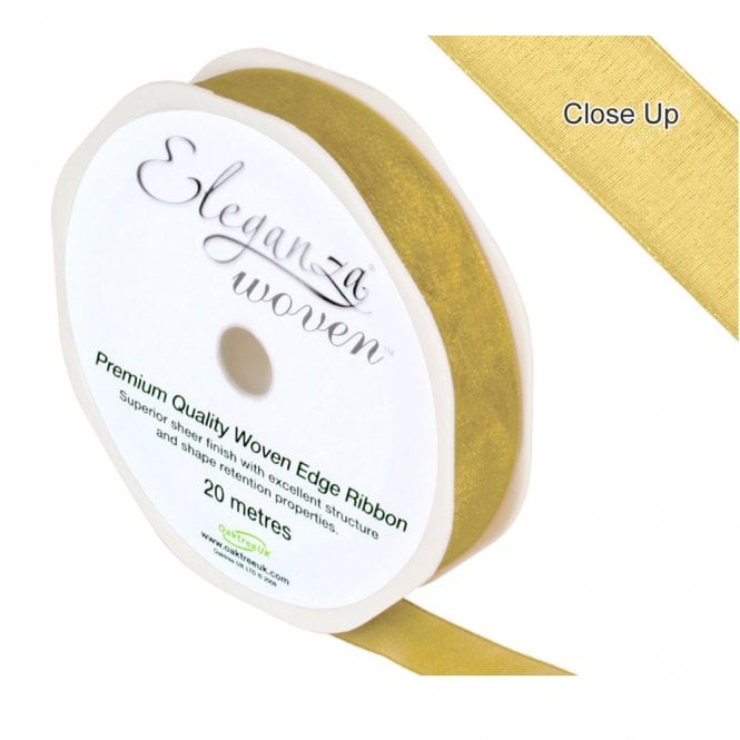 Eleganza Woven Edge Ribbon 15mm x 20m - Gold