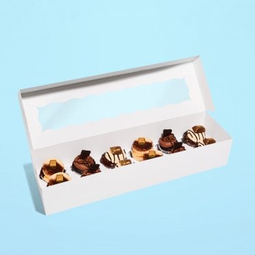 ELONGATED Oblong White Satin Cupcake/Muffin Box - Holds 12
