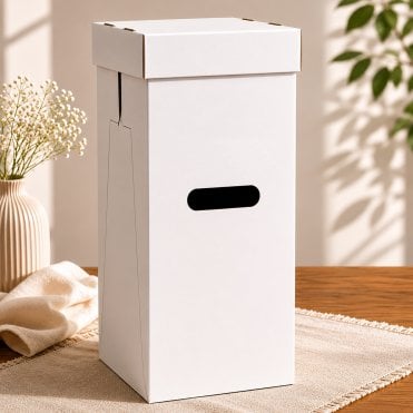 Extra Secure Ultra Tall Heavy-Duty White Cake Box with Handle (26" Tall)