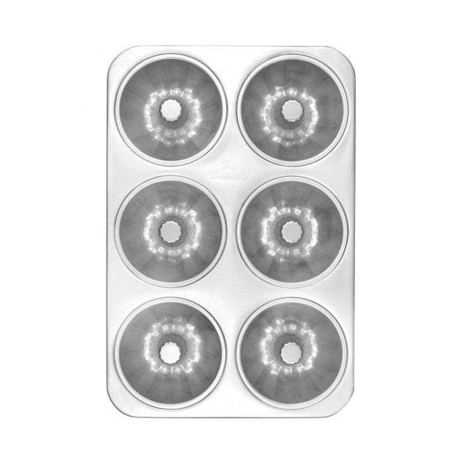 Fat Daddios Premium Anodized Aluminum Mini Fluted Cake Baking Pan Mold for 6 Delicious Treats