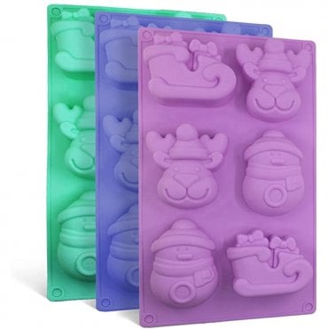 Festive Silicone Mould Tray - Reindeer, Snowman & Santa Sleigh (6 Cavities)