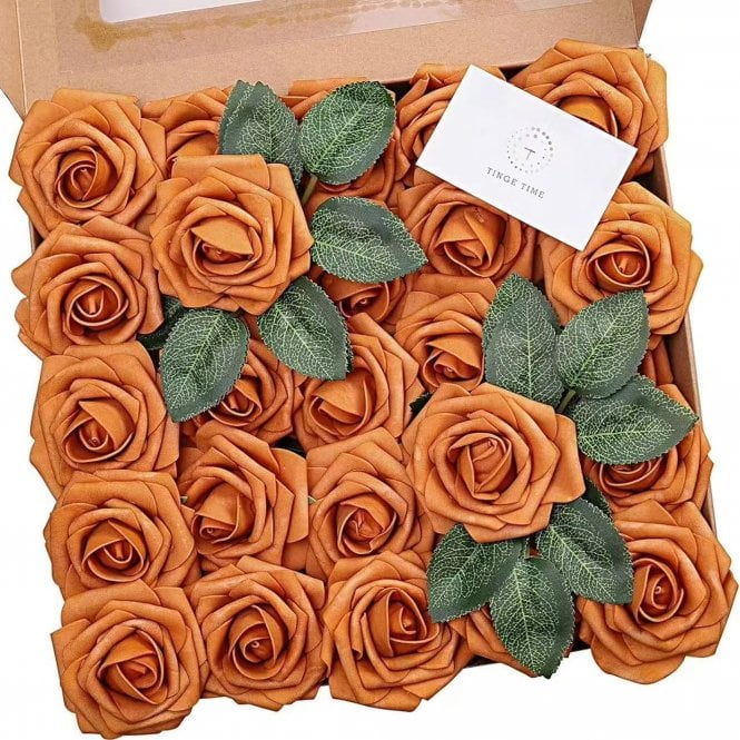 Fleur Maison Chocolate Premium Artificial Foam Roses - Set of 25