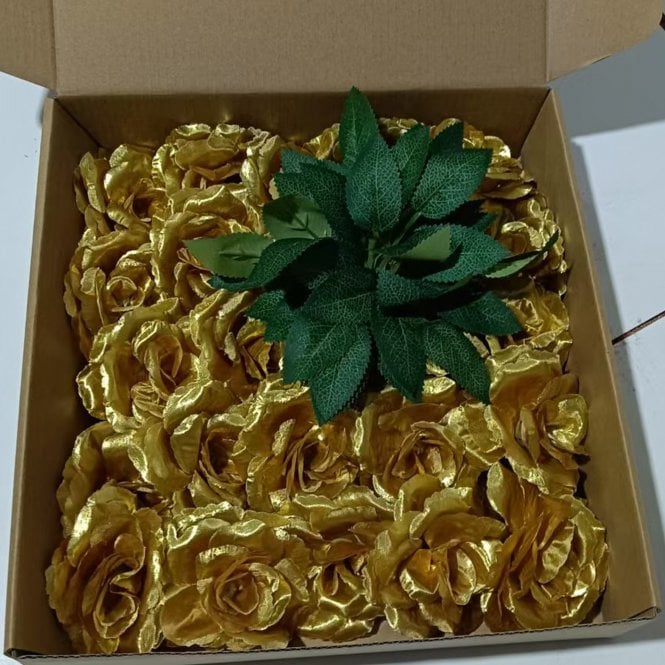Fleur Maison Gold Premium Artificial Foam Roses - Set of 25