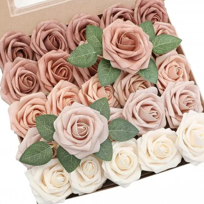 Fleur Maison Gradient Light Pink Premium Artificial Foam Roses - Set of 25