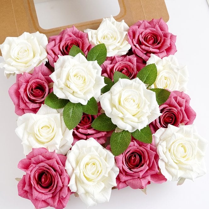 Fleur Maison White Rose Powder Mixed - DIY Faux Flower Box Set