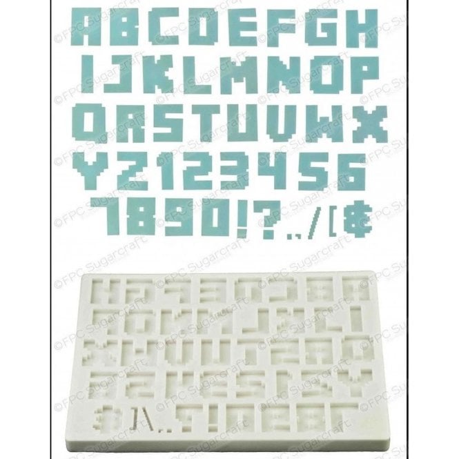 FPC Moulds Alphabet Pixel Script - Gaming/Computer Theme - Cake Decorating Silicone Mould
