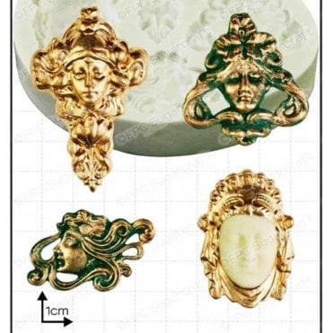 Art Nouveau Faces - Cake Decorating Silicone Mould