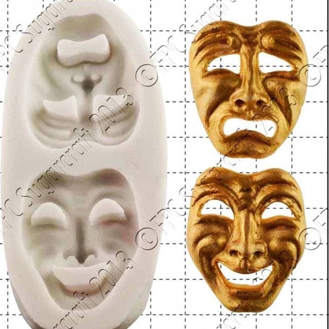 FPC Moulds Comedy and Tragedy Masks - Cake Decorating Silicone Mould