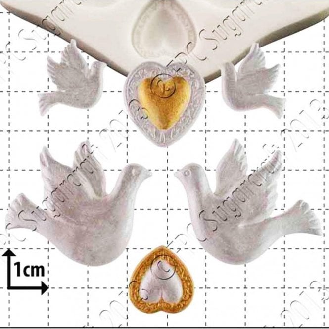FPC Moulds Doves & Hearts - Cake Decorating Silicone Mould