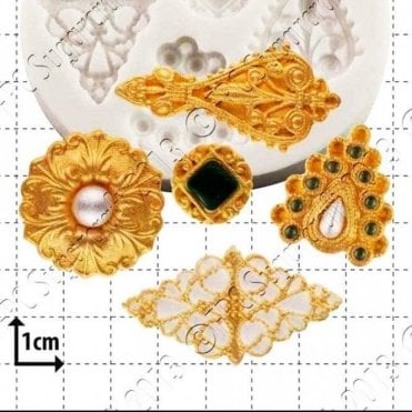 Filigree Brooches - Cake Decorating Silicone Mould