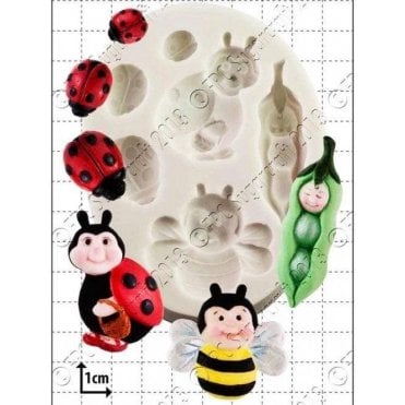 Peapod Baby & Ladybirds - Cake Decorating Silicone Mould