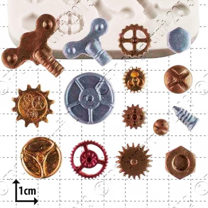 FPC Moulds Steampunk Cogs & Gears - Cake Decorating Silicone Mould
