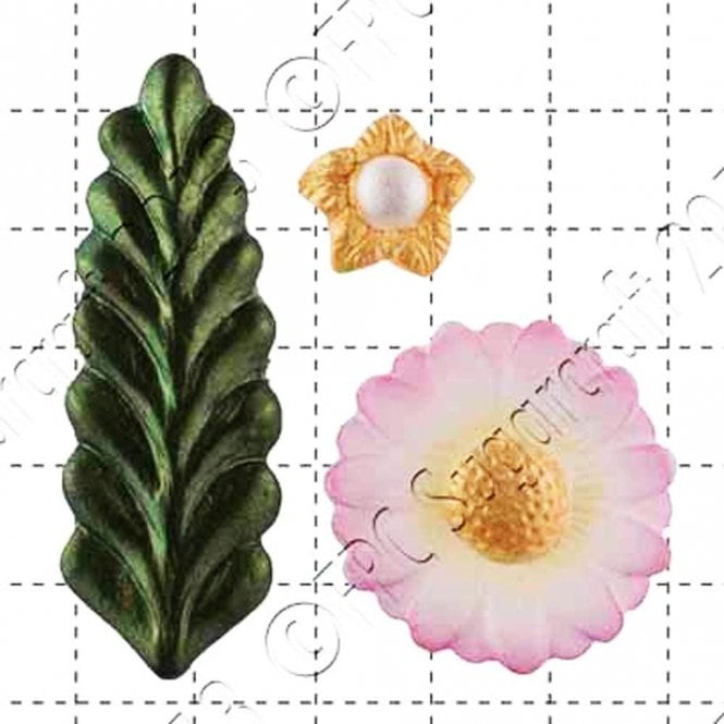 FPC Moulds Stylised Fern & Flowers - Cake Decorating Silicone Mould