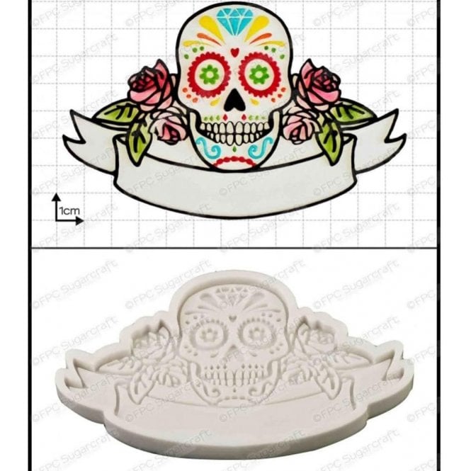 FPC Moulds Sugar Skull with Name Tag - Cake Decorating Silicone Mould