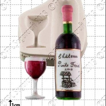 Wine Bottle & Glass - Cake Decorating Silicone Mould