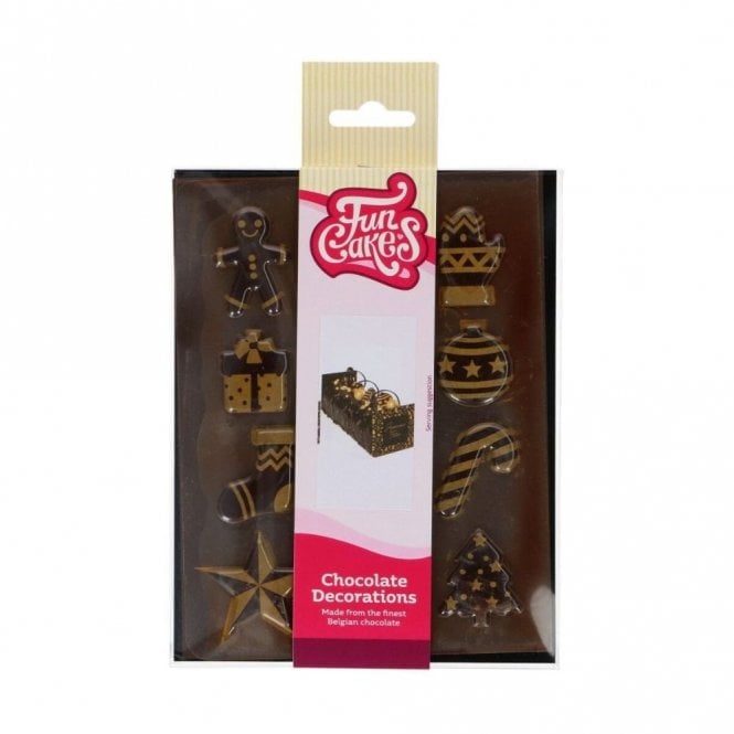 Fun Cakes Gold Christmas Chocolate Decorations x 12