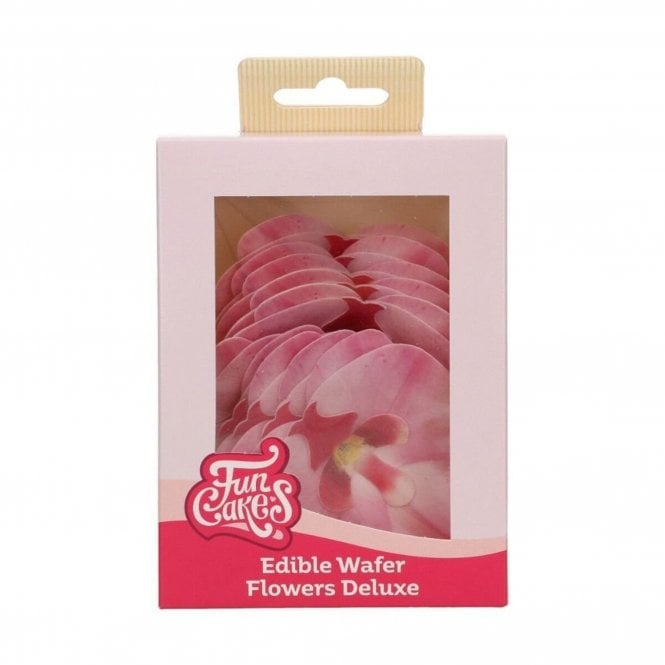 Fun Cakes Pink Medium Orchid Deluxe Edible Wafer Flowers - Pack of 10
