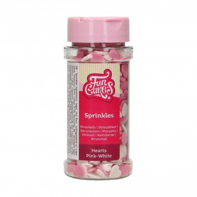 Fun Cakes Pink & White Hearts Sprinkles - 60g