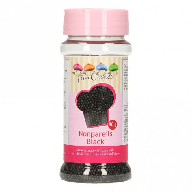 Fun Cakes Sugar Non Pareils Sprinkles - Black - 80g