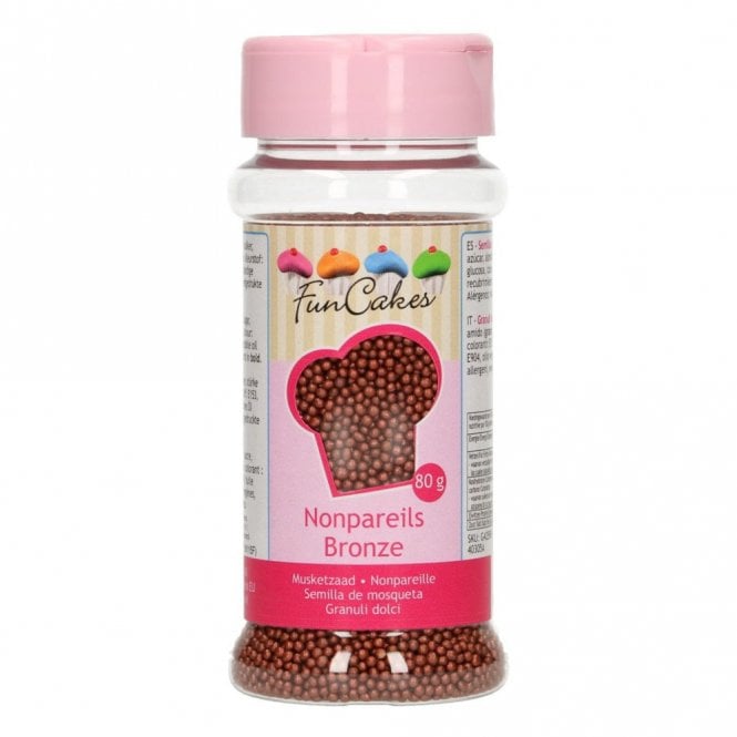 Fun Cakes Sugar Non Pareils Sprinkles - Bronze - 80g Best Before 03/31/2024
