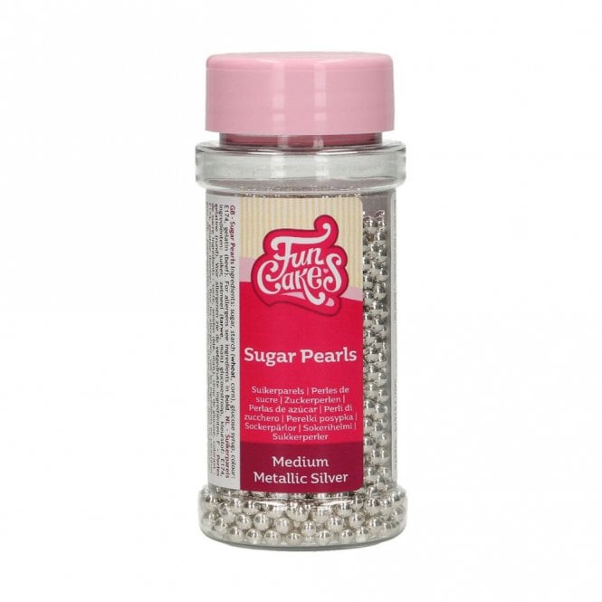 Fun Cakes Sugarpearls Medium - Metallic Silver 80g