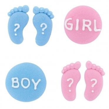 Gender Reveal Sugar Decorations - 12 pcs