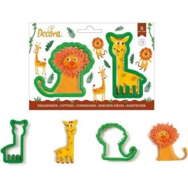 Giraffe And Lion Plastic Cookie Cutters Set Of 2