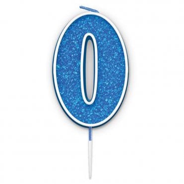 Glitter Blue / Silver Number Candle - 7.5cm