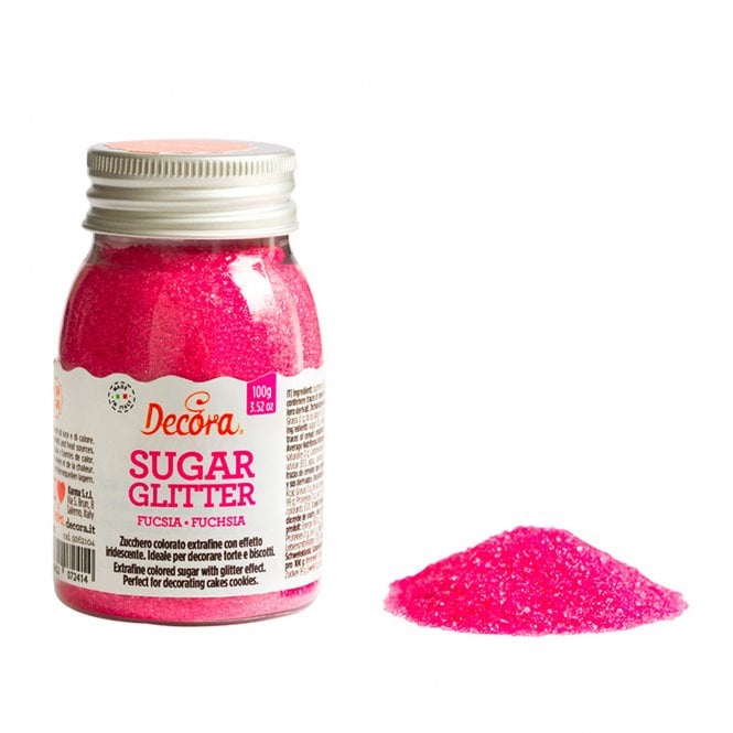 Decora Glitter Sugar Cake Decorations - Fuchsia - 3.52oz / 100g