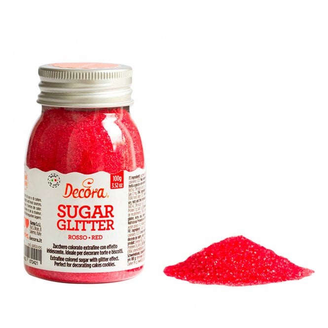 Decora Glitter Sugar Cake Decorations - Red - 3.52oz / 100g