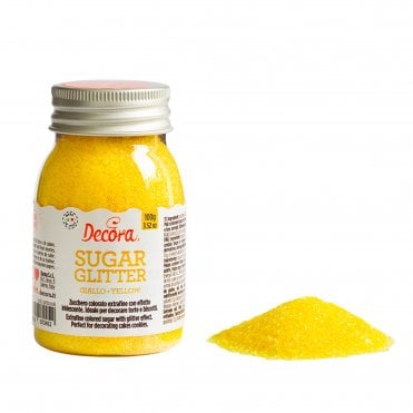 Glitter Sugar Cake Decorations - Yellow - 3.52oz / 100g Best Before: 9/30/2025